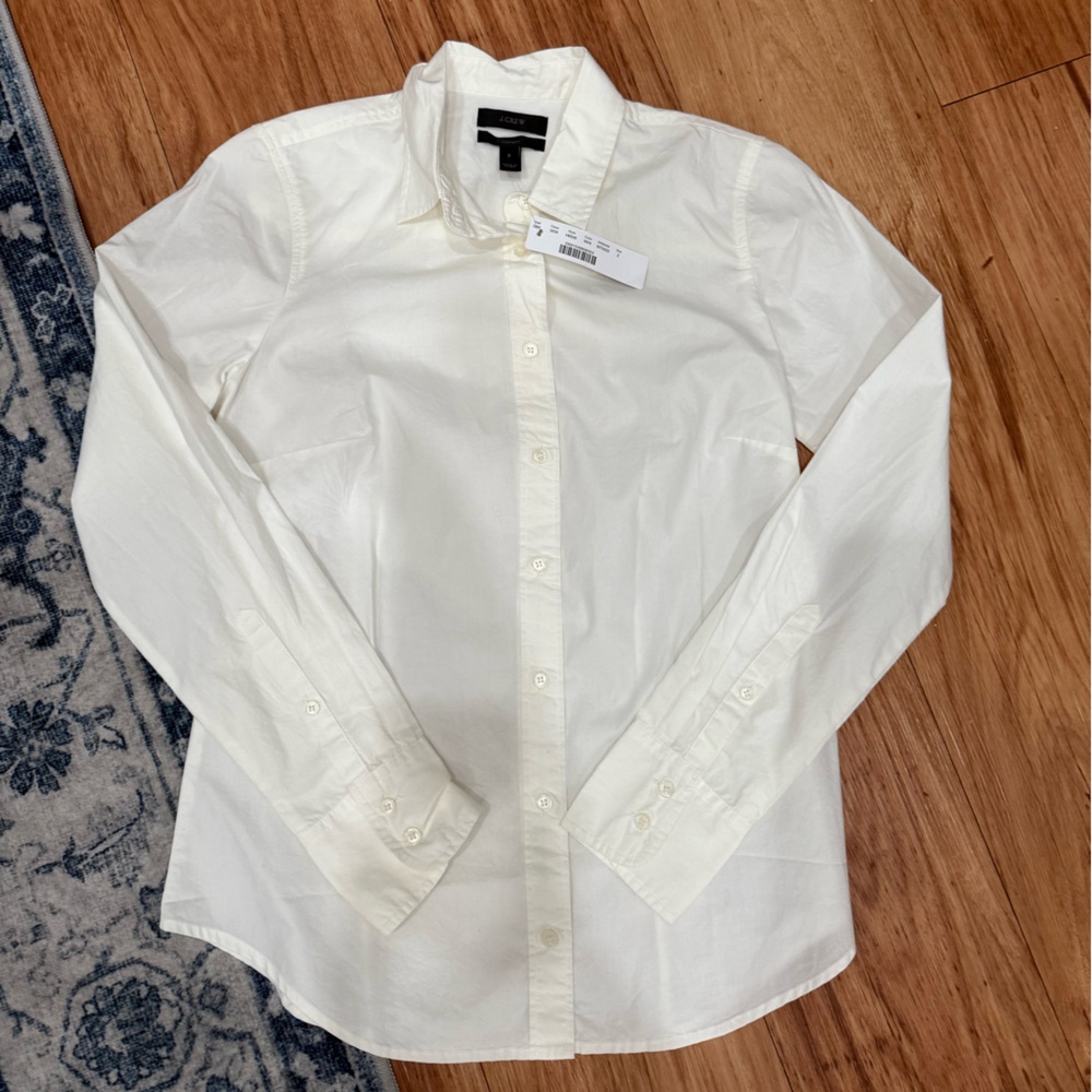 NWT J. Crew “Perfect” White Dress Shirt, Size 2